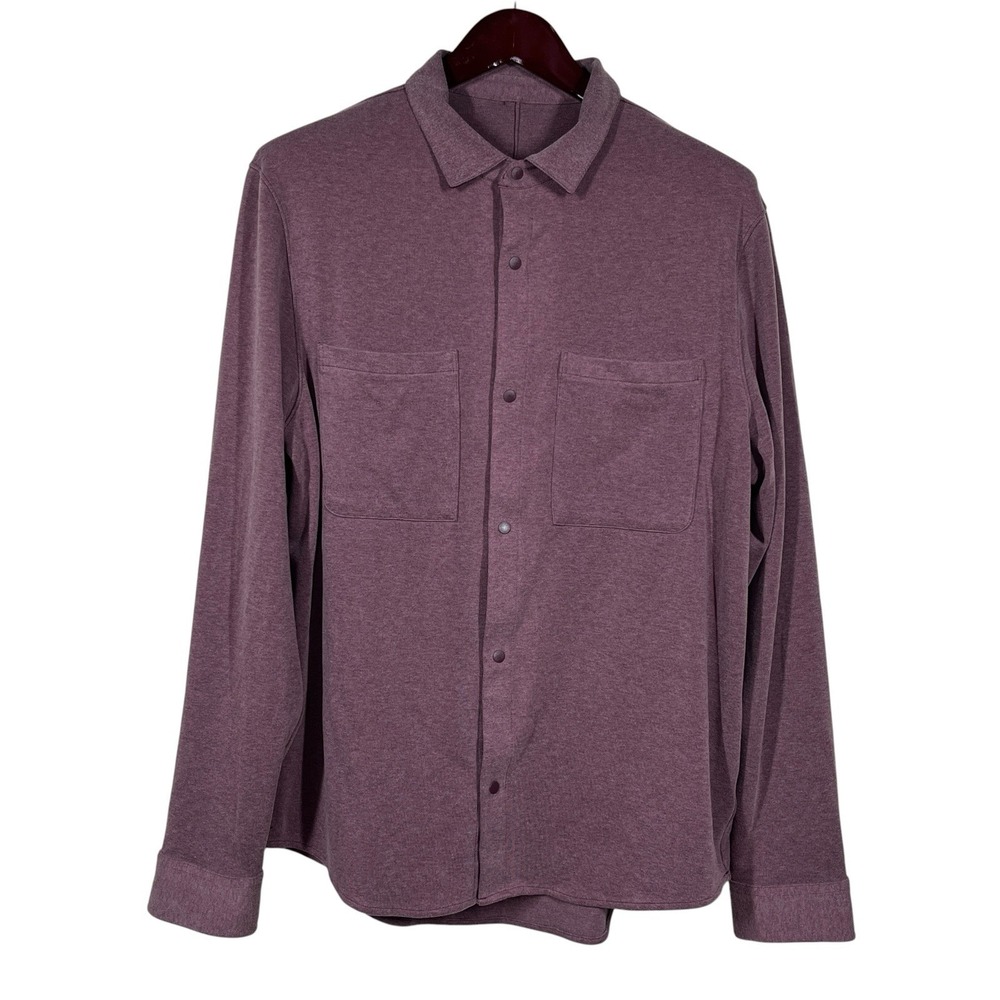Lululemon Soft Knit Overshirt Mens L Roomy Snap Front Stretch Wicking Quick Dry